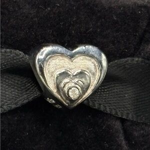 Halia heart charm with CZ accent.   925 Sterling Silver